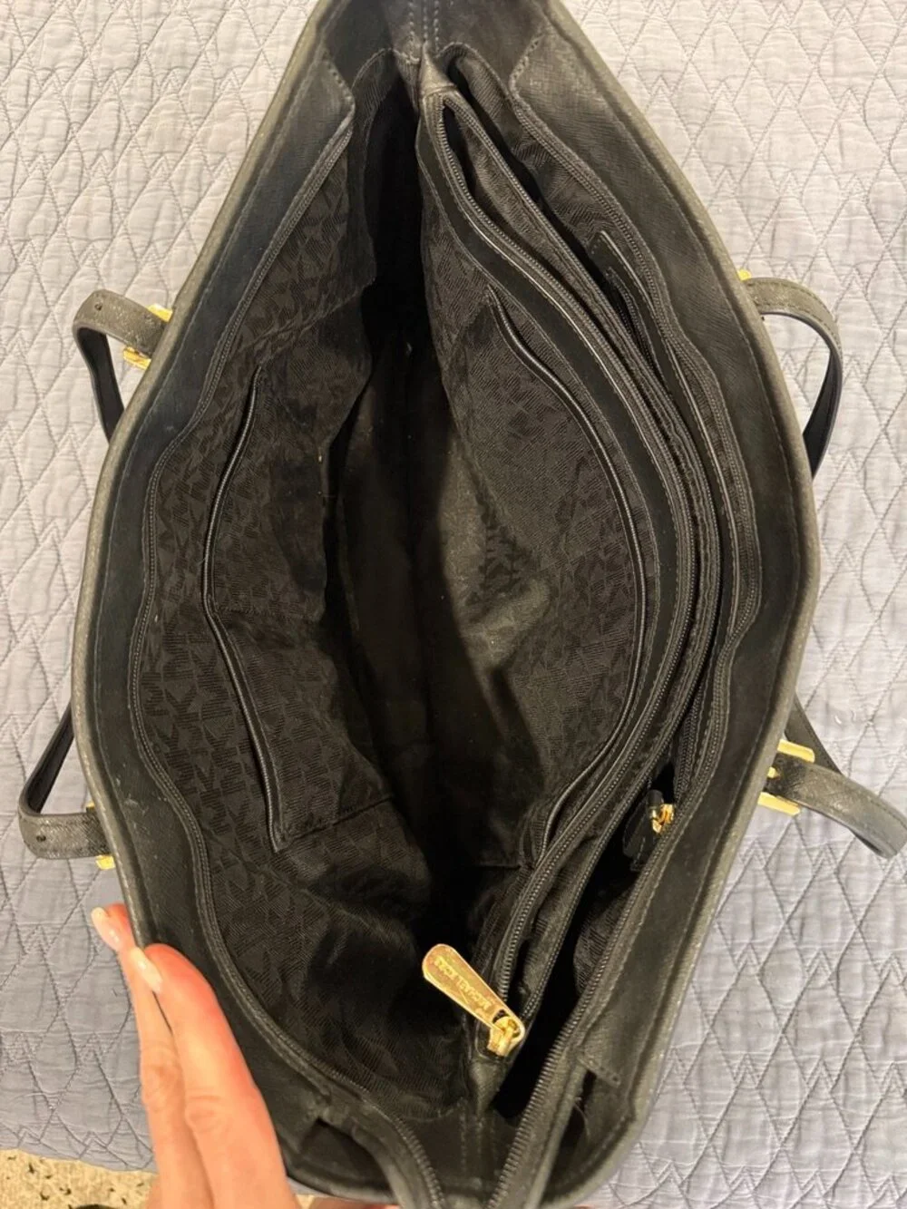 Michael Kors Jet Set Leather Travel Work Laptop Tote BLACK AUTHENTIC